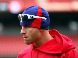 ST LOUIS, MO - OCTOBER 18: Josh Hamilton #32 of the Texas Rangers takes batting practice at Busch Stadium on October 18, 2011 in St Louis, Missouri.The Texas Rangers will take on the St. Louis Cardinals in Game One of the 2011 World Series on October 19. (Photo by Dilip Vishwanat/Getty Images)