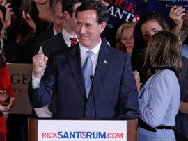 Santorum surges slightly ahead of Romney