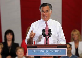 Mitt Romney speaks during a campaign rally