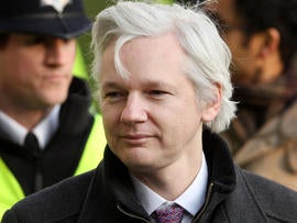 Julian Assange, the founder of the WikiLeaks whistleblowing website, arrives at Great Britain's Supreme Court Feb. 1, 2012, in London.