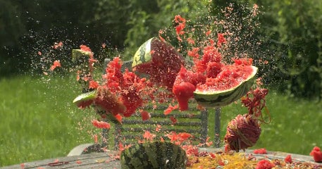 Watch a watermelon wrapped in rubber bands explode in slowmotion CBS