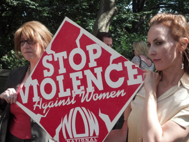 Central Park rape anti-violence news conference 