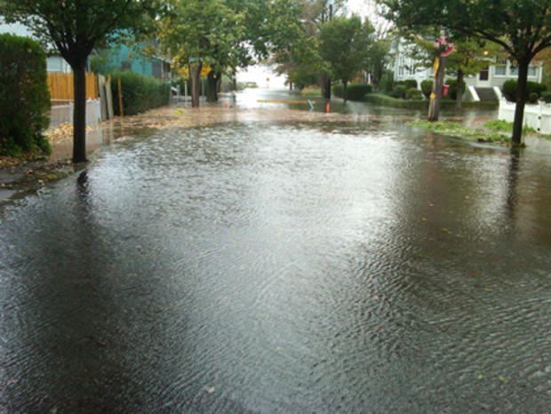 Part Of Ditmars Street On City Island Under Water 