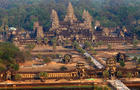 Siem Reap, CAMBODIA: An aerial view of the Angkor Wat temple in Siem Reap province some 314 kilometers northwest of Phnom Penh, 02 March 2007. Angkor is at the very heart of Cambodia's identity, and with nearly two million tourists coming to the country i 