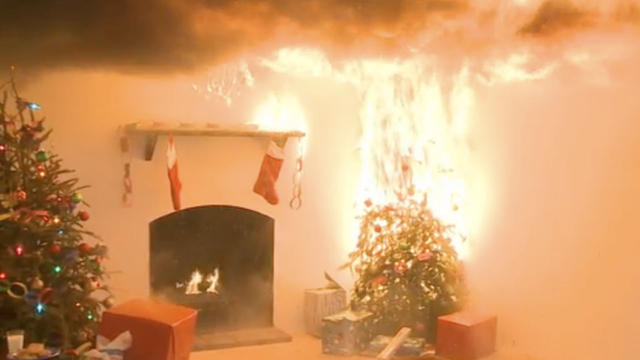 christmas tree, fire, burning 
