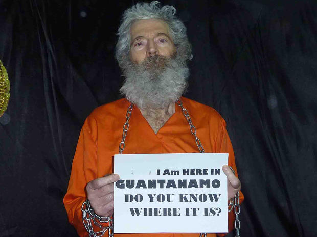 Retired FBI agent Robert Levinson seen captive in this undated photograph. 
