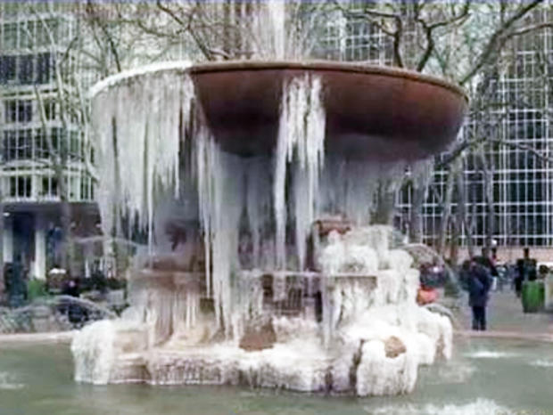 Frozen Fountain in Bryant Park 