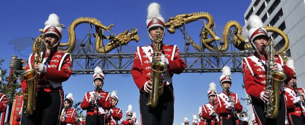 A Chinese band parades on January 28, 20 