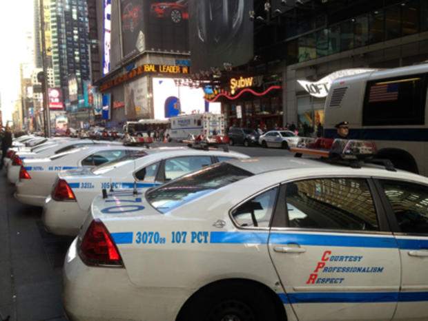 NYPD Cruisers In Times Square 