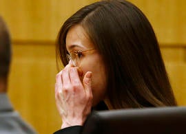 Jodi Arias reacts after she was found of guilty of first-degree murder in the gruesome killing of her one-time boyfriend, Travis Alexander