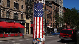 One of Jim Power's flagpole creations on 2nd Ave. and St. Mark's Place.