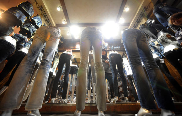 Costumers shop for jeans at the the Wufe 