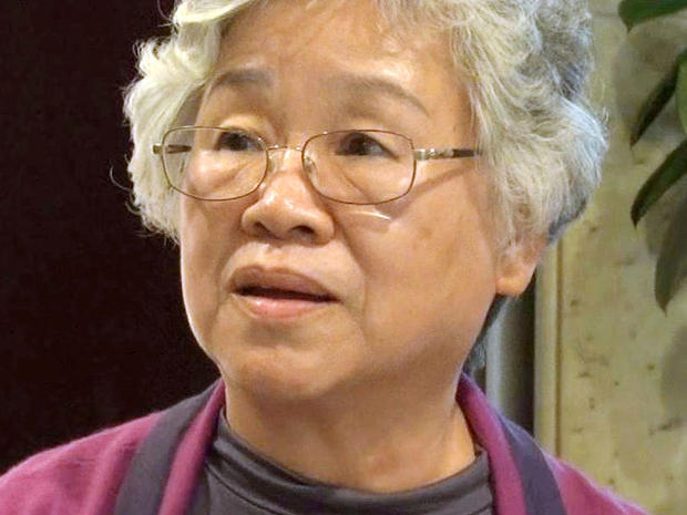 Myunghee Bae, the mother of Kenneth Bae, an American man detained in North Korea for the past 11 months, speaks at a hotel in Pyongyang, North Korea, Oct. 11, 2013, after meeting with his son at a hospital. 
