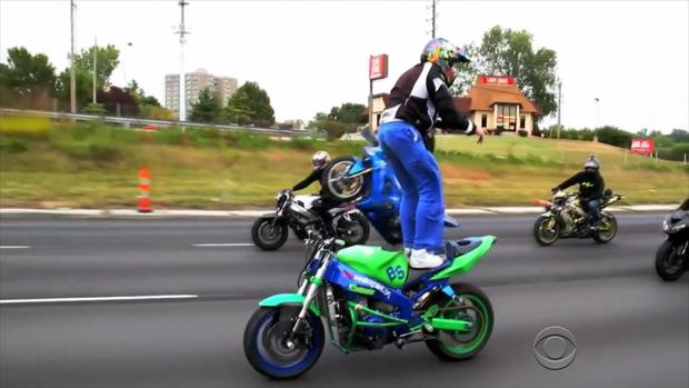 Police say that when bikers do stunts like this, it is dangerous for other drivers as well as themselves.