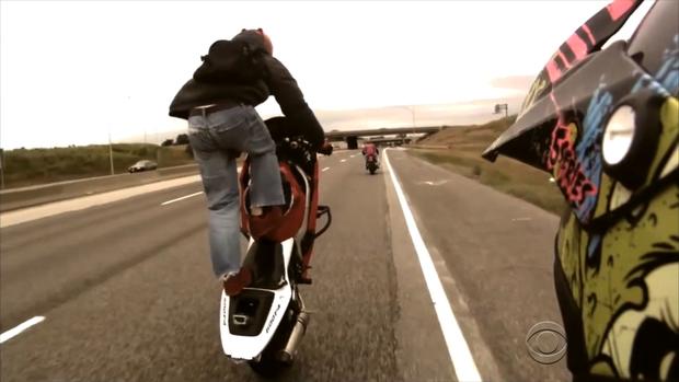 When bikers perform stunts like this, it can endanger other motorists as well as themselves, police say.