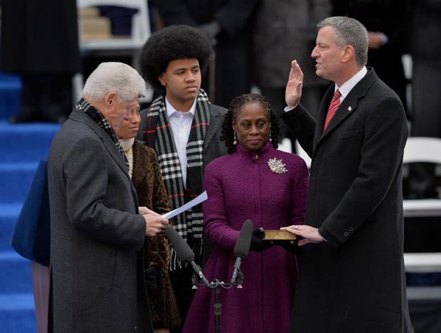 Bill De Blasio Sworn In As New York City Mayor 