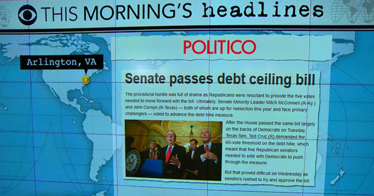 Headlines Senate Passes Debt Ceiling Bill Cbs News