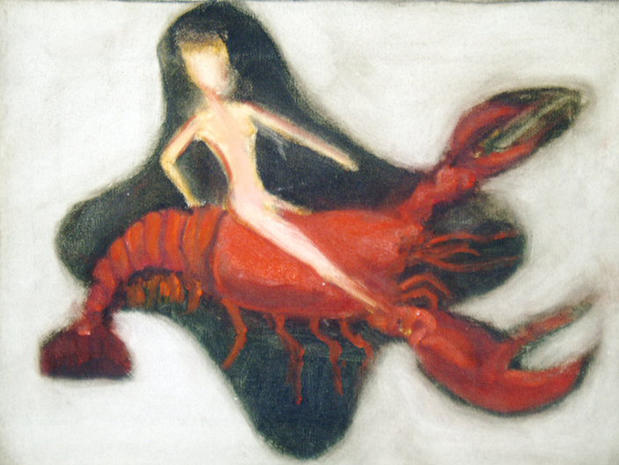 museum of bad art woman riding crustacean