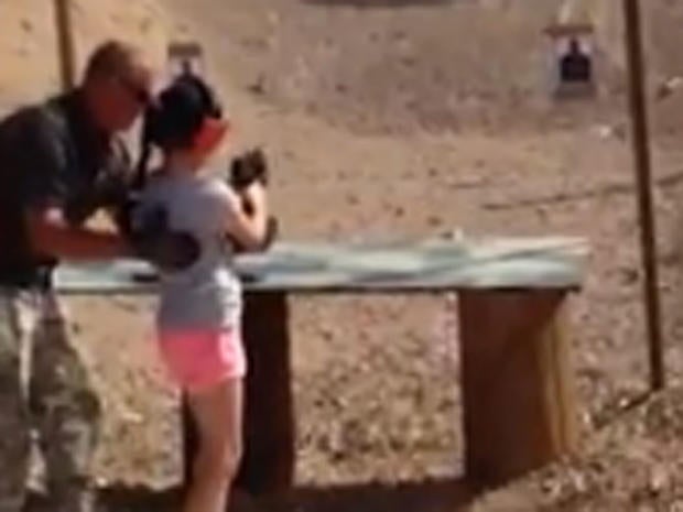 Shooting instructor Charles Vacca is seen in this video image capture giving a lesson on using an Uzi to a 9-year-old girl at a gun range in Arizona Aug. 25, 2014, moments before she accidentally shot him. Vacca died from his wounds later that day.