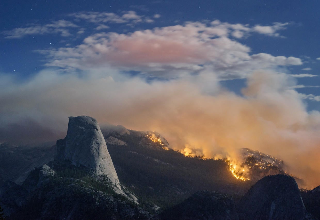 Awaiting rescue on Half Dome Fire in Yosemite CBS News