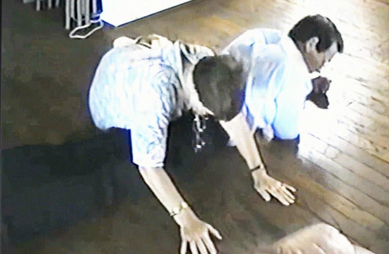 in 1994, Bunny Lehton showed investigators how she was forced to lay down on the floor