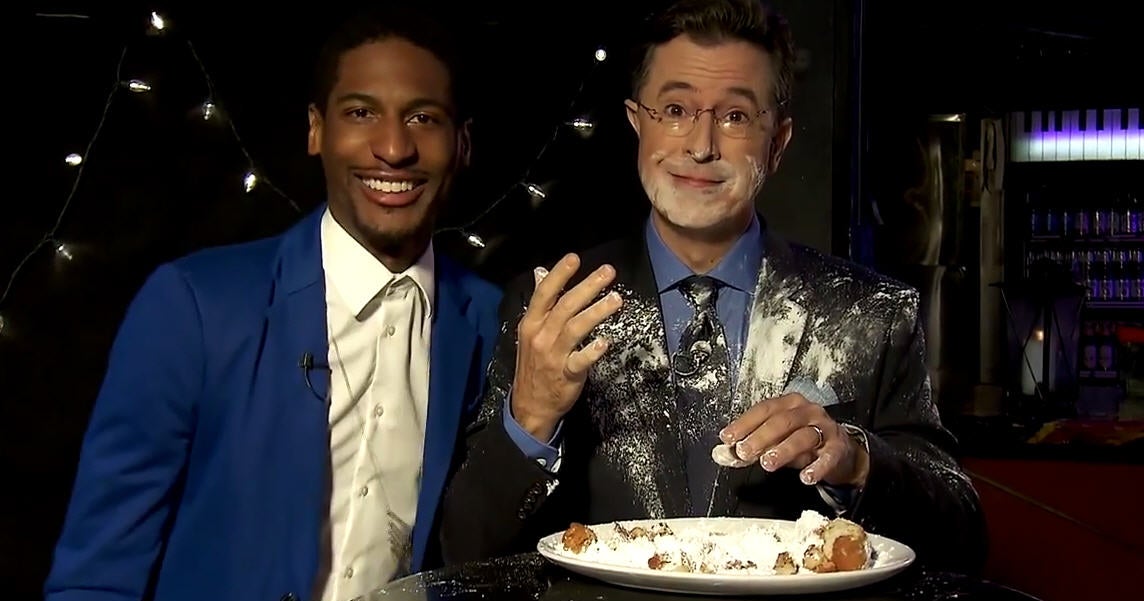 Stephen Colbert introduces his new "Late Show" bandleader, Jon Batiste
