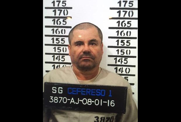 Mexico's most wanted drug lord, Joaquin "El Chapo" Guzman, stands for his prison mug shot with the inmate number 3870 at the Altiplano maximum security federal prison in Almoloya, Mexico, Jan. 8, 2016, in this image released by Mexico's federal government