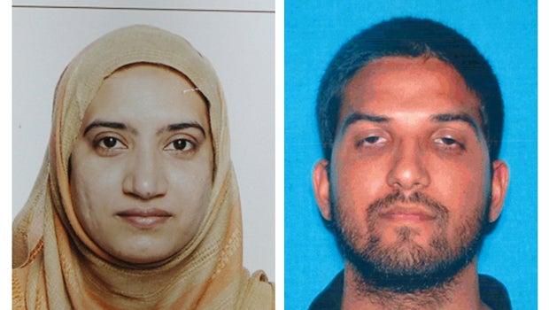 Undated combination of photos provided by FBI, left, and California Department of Motor Vehicles shows Tashfeen Malik, left, and Syed Farook, identified by authorities as the San Bernardino shooters