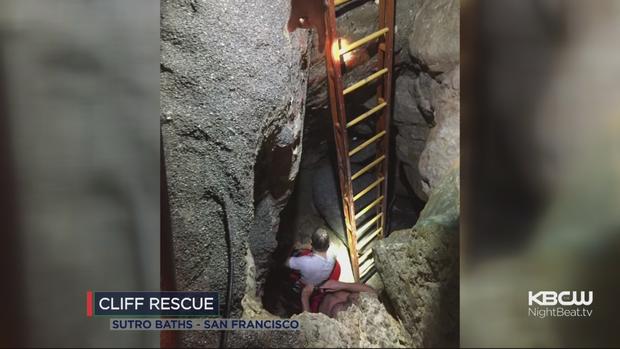 Man Rescued from Sea Cave At Sutro Baths, Lands End, San Francisco 