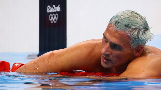 Ryan Lochte of USA reacts after the men’s 200m individual medley final at Olympic Aquatics Stadium in Rio de Janeiro, Brazil, Aug. 11, 2016.