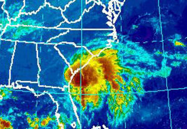 Tropical Storm Julia hits the southeastern U.S. in this infrared satellite image captured at 7:45 a.m. ET on Sept. 14, 2016. 