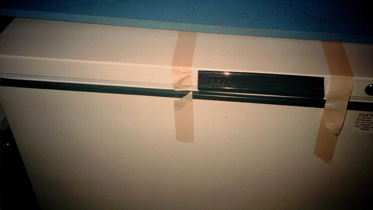 The freezer in Marjorie Nugent's pantry where her body was found