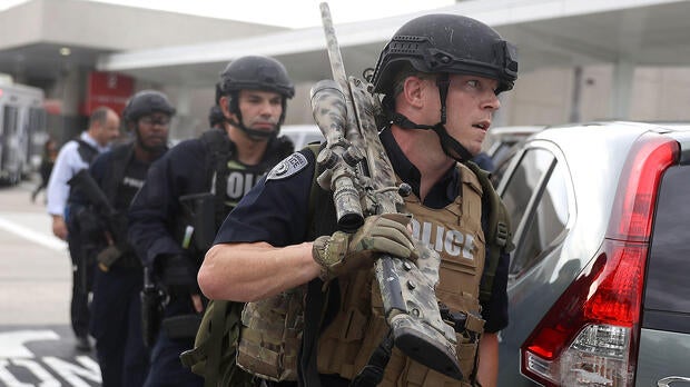 First responders secure the area outside the Fort Lauderdale-Hollywood International Airport after a shooting took place in the baggage claim area on Jan. 6, 2017, in Fort Lauderdale, Florida.
