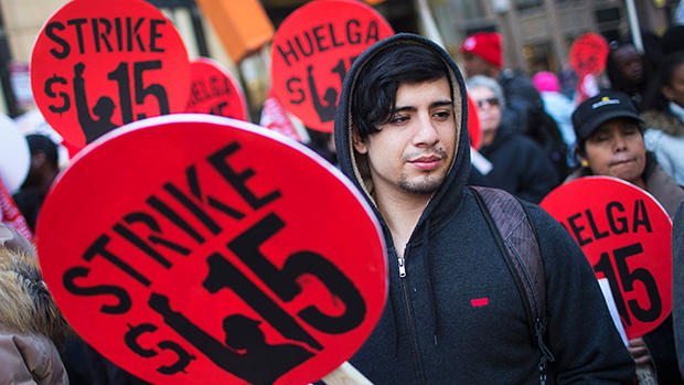 Low-Wage Workers Strike And Rally For $15 Wage In Chicago 