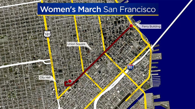 Women's March in San Francisco Route Map 