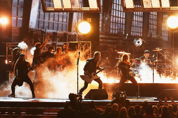 Metallica and Lady Gaga perform at the 2017 Grammys 