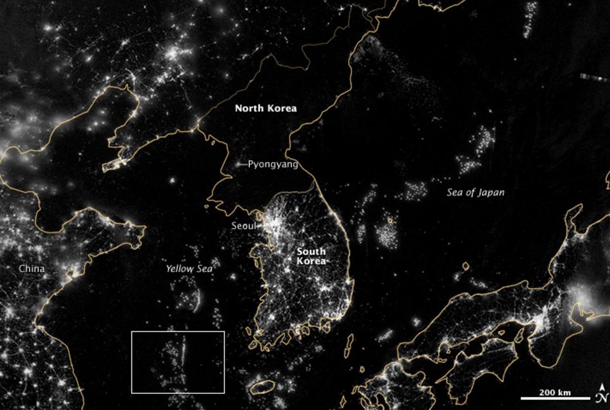 North Korea: Hermit country seen from space