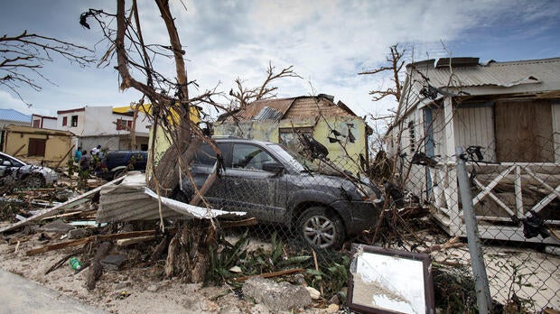 View of the aftermath of Hurricane Irma on Sint Maarten Dutch part of Saint Martin island in the Carribean