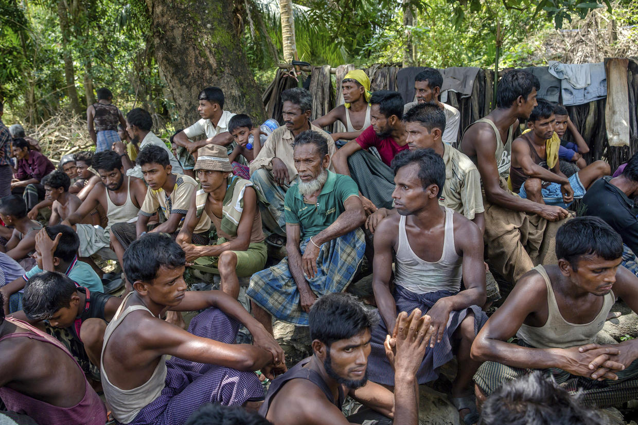 Rohingya Muslims Fleeing Myanmar Watch Homes Burn Cbs News