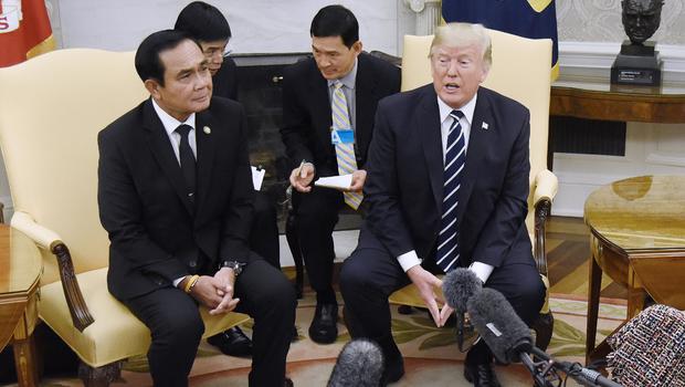 President Donald Trump meets with Prime Minister Prayut Chan-o-cha of Thailand in the Oval Office of the White House October 2, 2017 in Washington, DC. Image: AFP