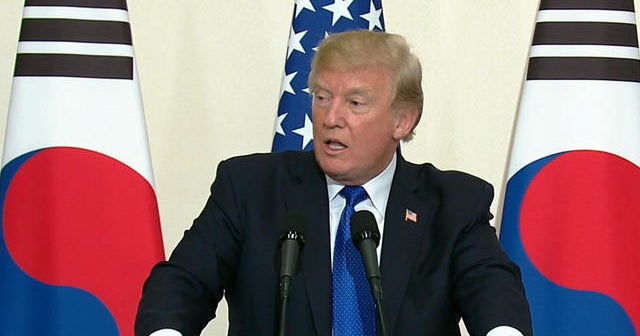 In Seoul, Trump appears to soften rhetoric against North Korea
