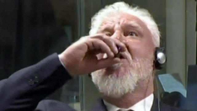 War criminal Slobodan Praljak drank from container holding deadly chemical - CBS News