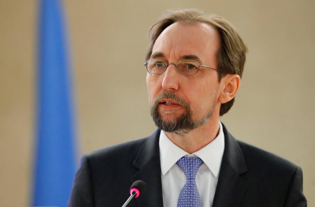 Zeid Ra'ad al-Hussein, U.N. High Commissioner for Human Rights, addresses the Human Rights Council at the United Nations in Geneva