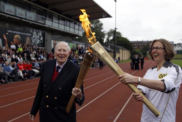 Britain OLY London 2012 Torch Bannister 