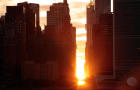 Sunset Alights Perfectly Between NYC Buildings During Manhattanhenge 