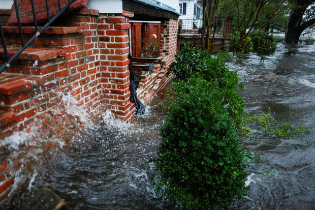 Water from the Neuse river floods houses during the passing of Hurricane Florence in the town of New Bern 