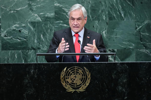Chile's President Sebastian Pinera Echenique speaks during the 73rd session of the United Nations General Assembly in New York 