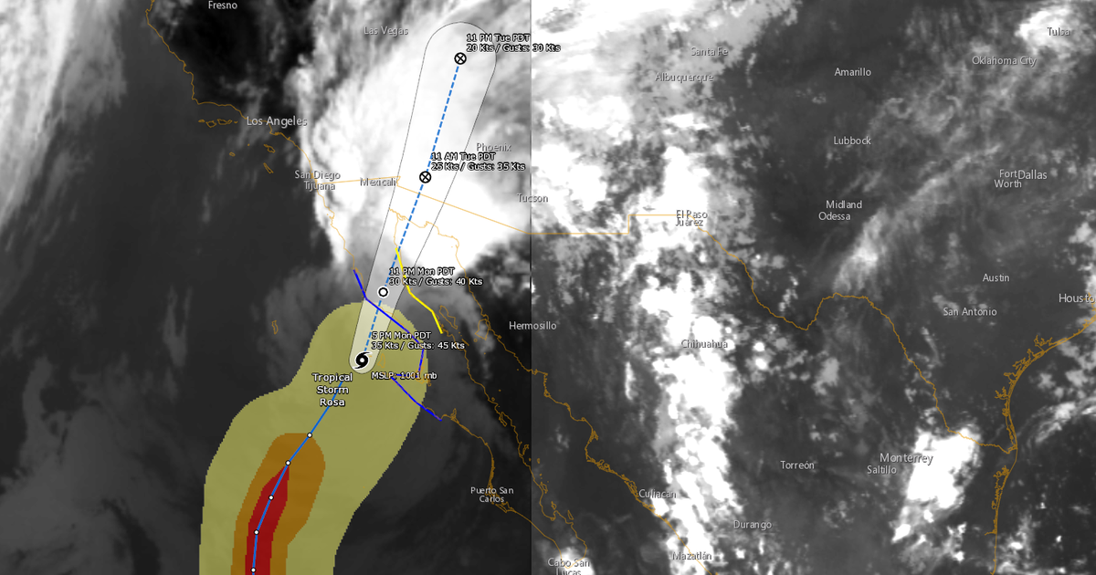 Tropical Storm Rosa today Nears Mexico, Southwest U.S. latest track