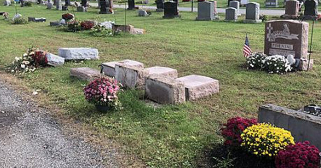 Vandals Topple Headstones, Destroy Statues At Cemetery CBS