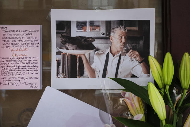 Mourners Leave Flowers At Anthony Bourdain's Former Restaurant, After His Suicide Death 